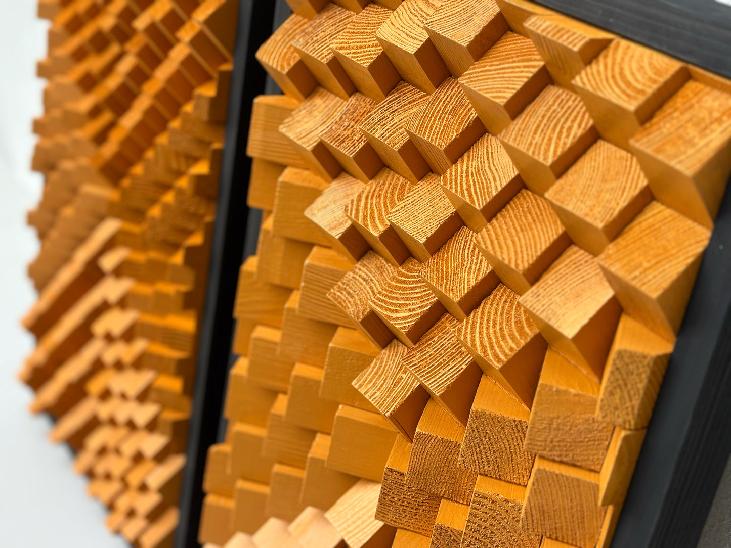 Set of 2 Acoustic Panels - Wood Wall Art - 3D - Music Studio Decor - Sound Diffuser - Home Cinema