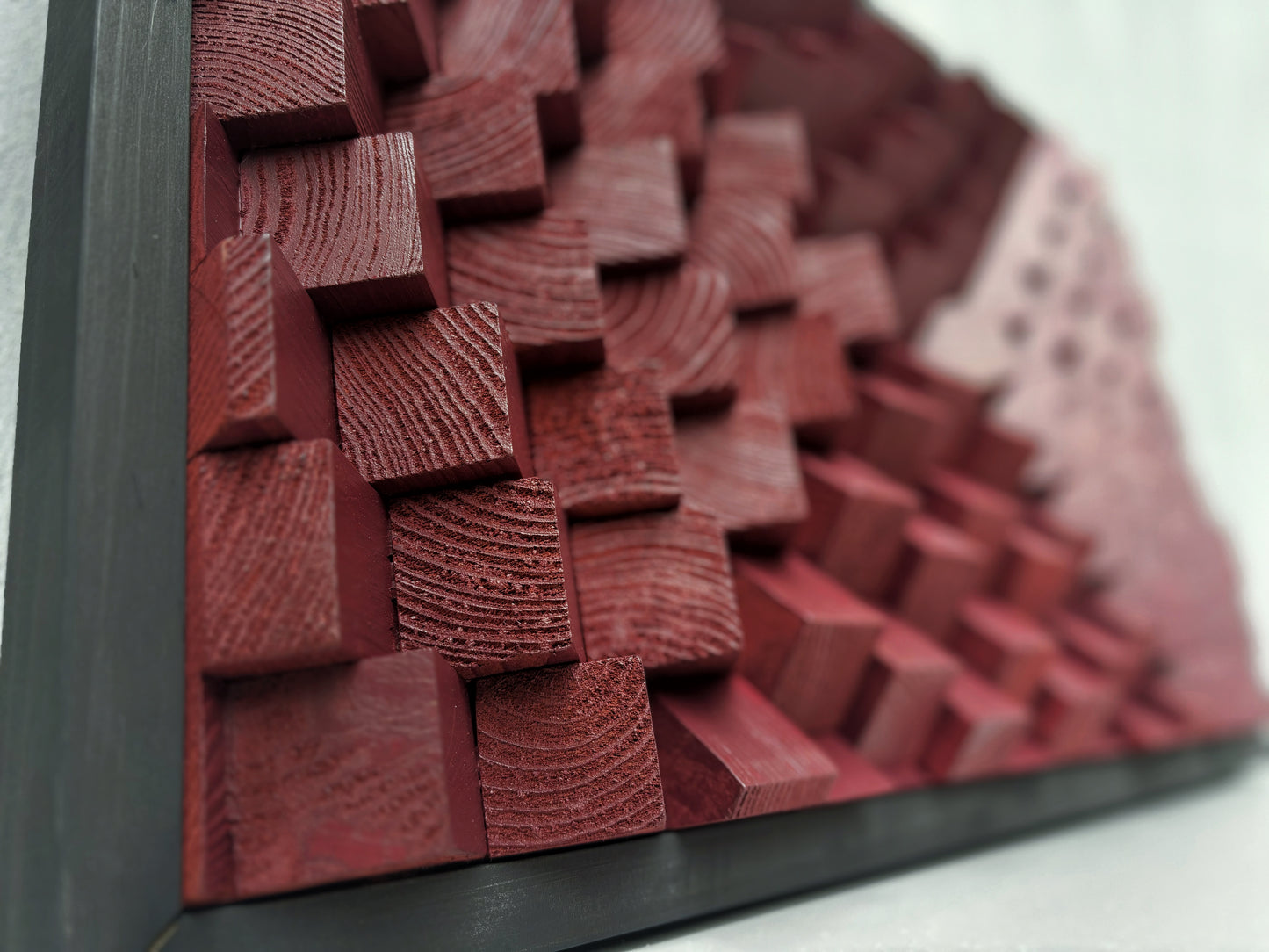 Acoustic Panel - Burgundy Dark Red - Sound Diffuser - Wood Wall Art - 3D Geometric Artwork