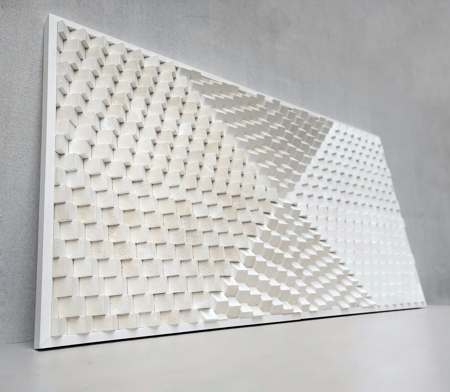 Acoustic Panel - White Sound Diffuser - Wood Wall Art - 3D Geometric Home Cinema Decor