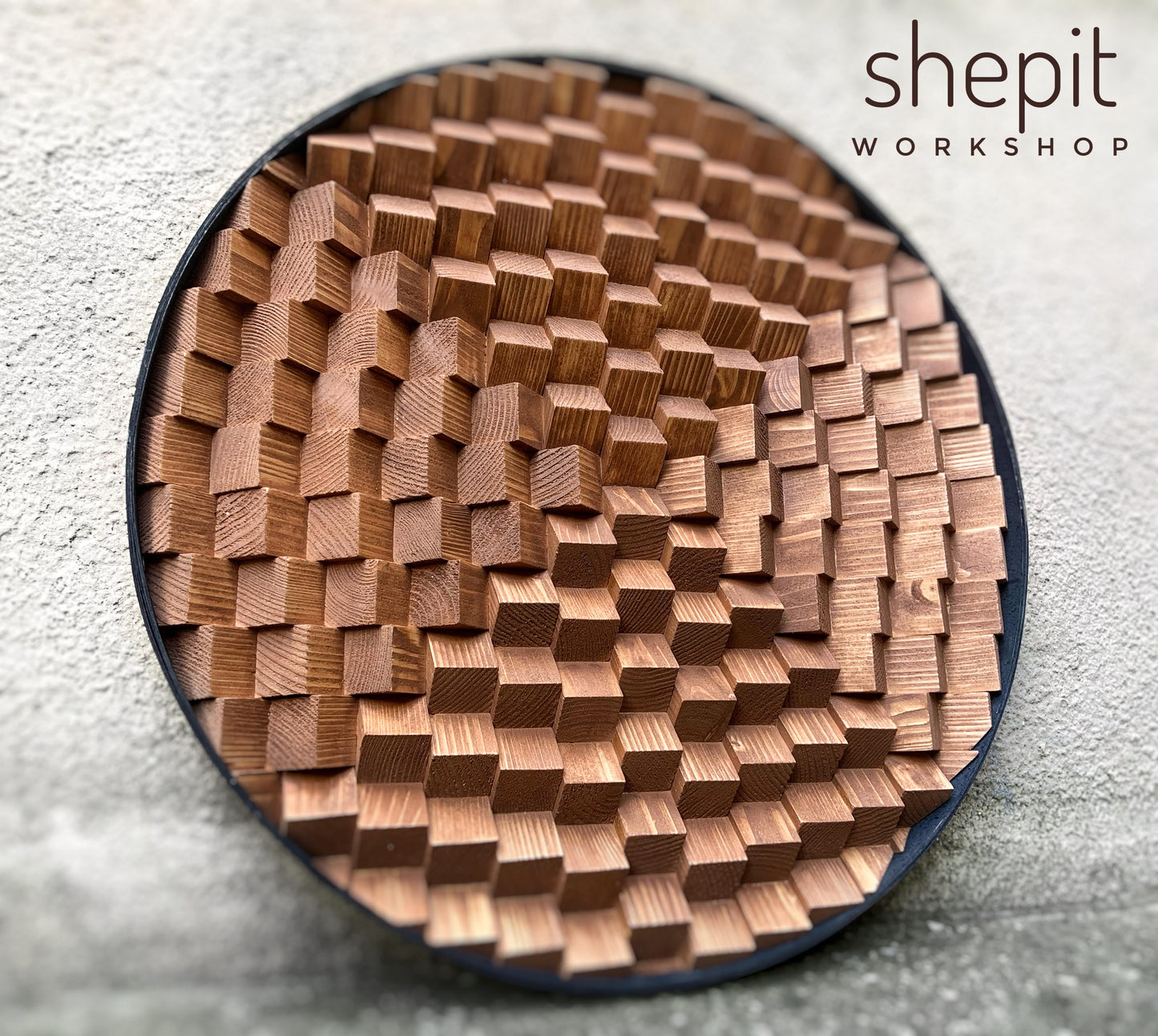 Round Wood Wall Art - Natural Wood Wall Decor - Sound Diffuser Acoustic Panel - Home Office Decor