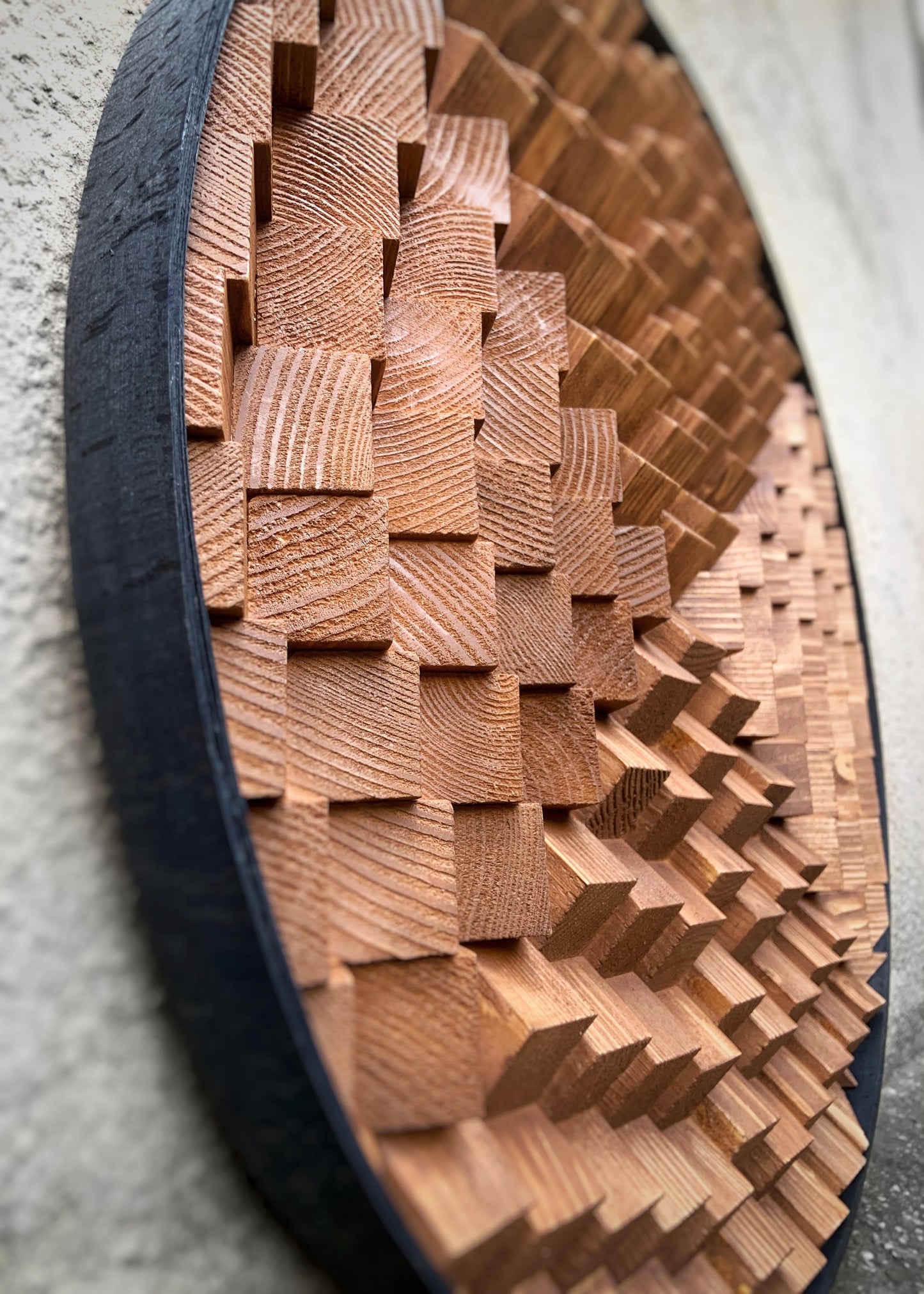 Round Wood Wall Art - Natural Wood Wall Decor - Sound Diffuser Acoustic Panel - Home Office Decor