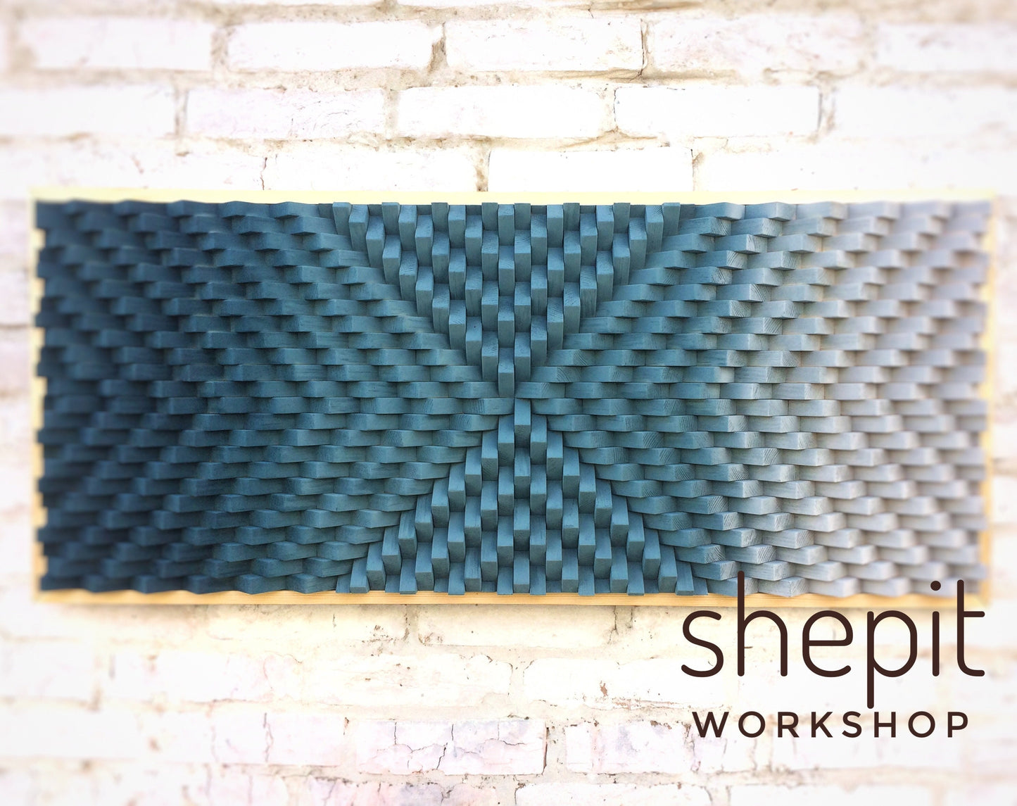 Large Wood Wall Art - Gradient Navy Blue Gray Wood - Sound Diffuser- Acoustic Panel