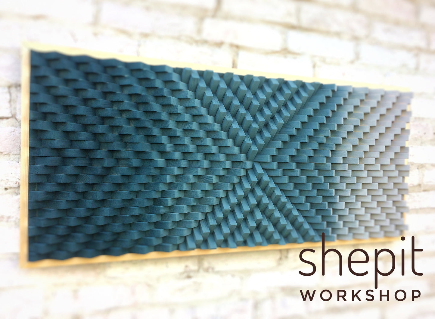 Large Wood Wall Art - Gradient Navy Blue Gray Wood - Sound Diffuser- Acoustic Panel