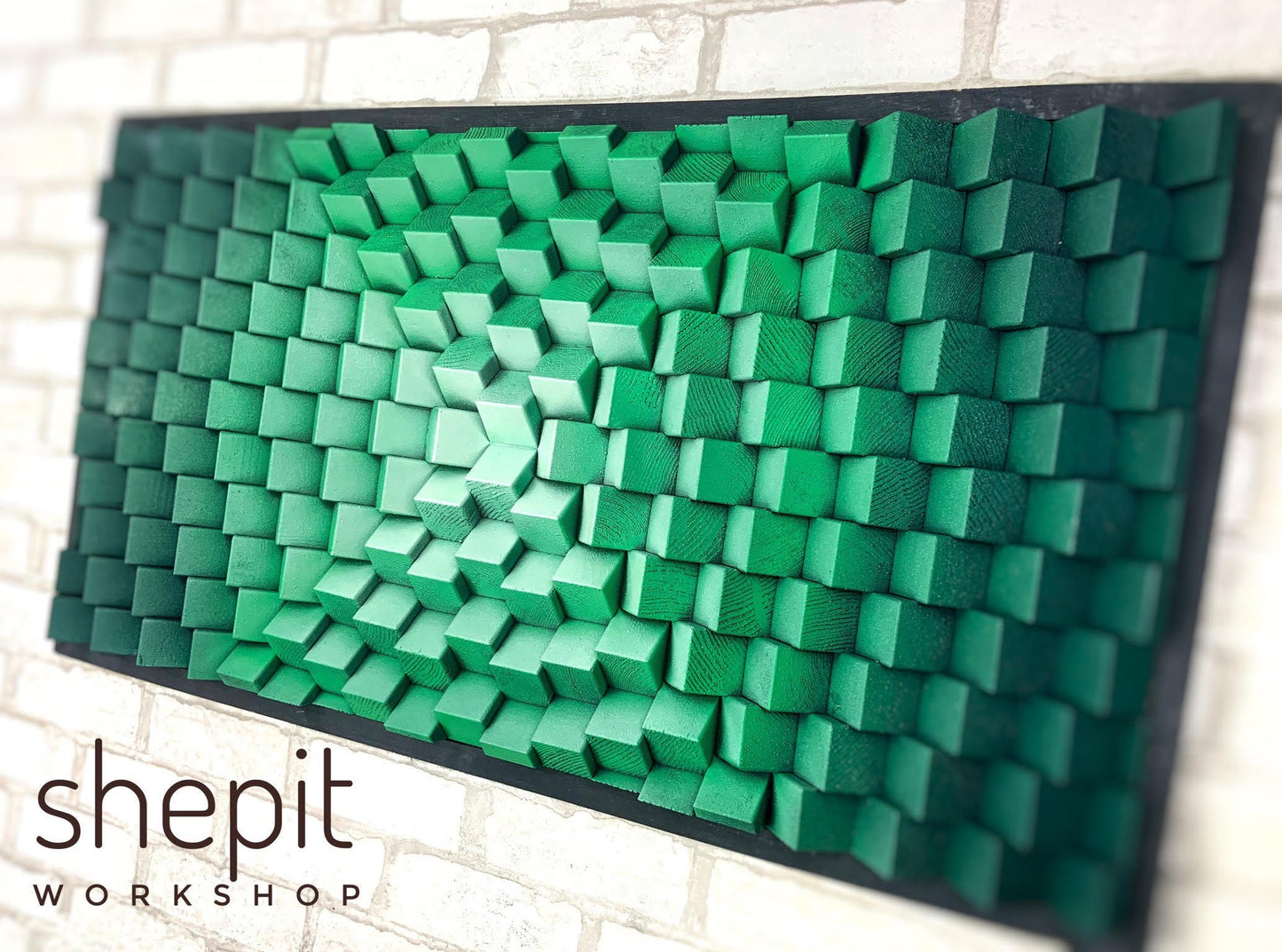 Wood Wall Art - Green Wall - Sound Diffuser - Acoustic Panel