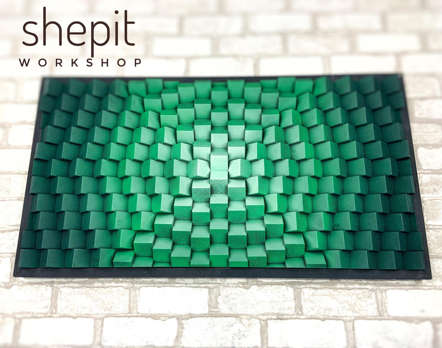 Wood Wall Art - Green Wall - Sound Diffuser - Acoustic Panel