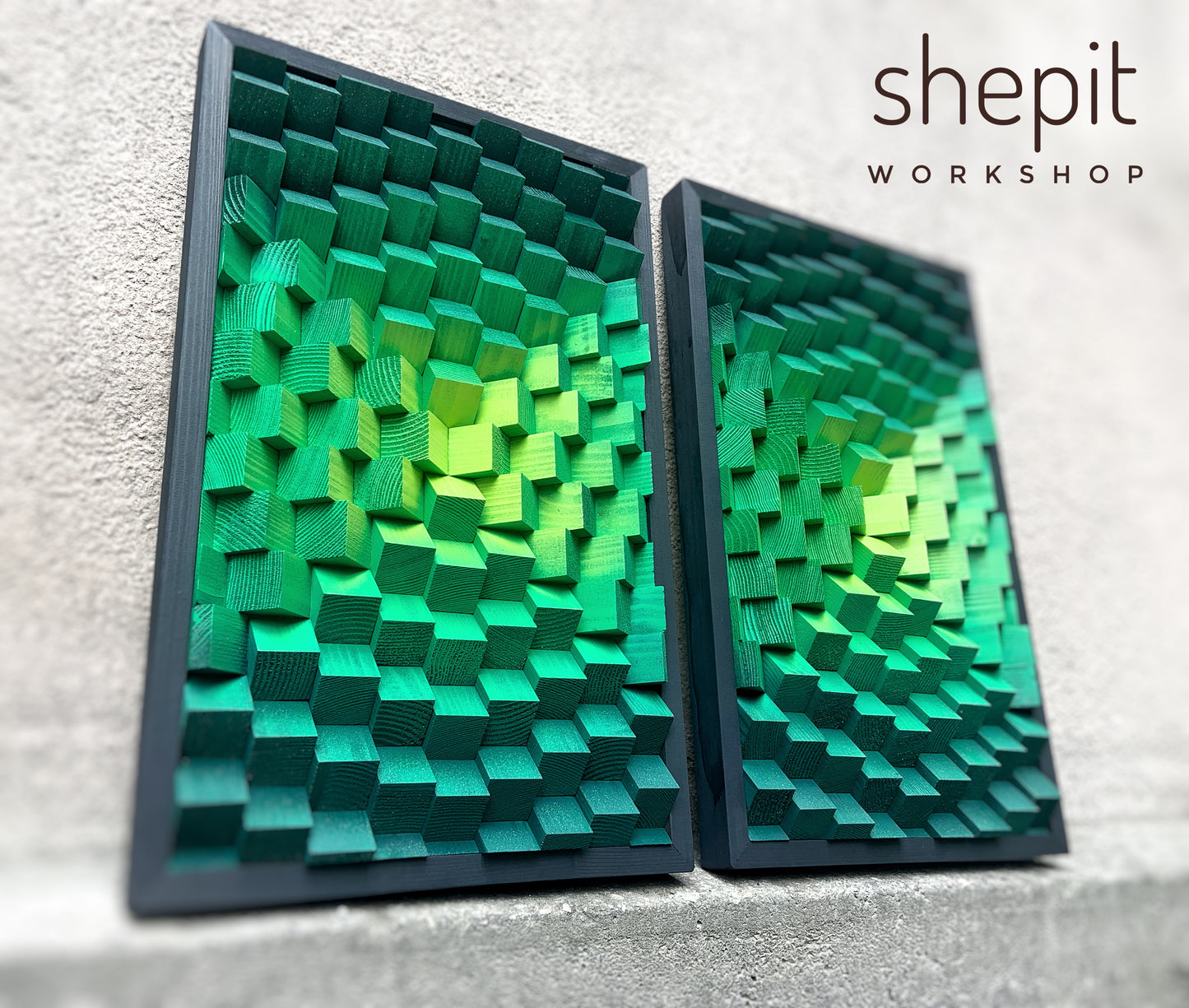 3D Wood Wall Art - Acoustic Panel - Green Wall