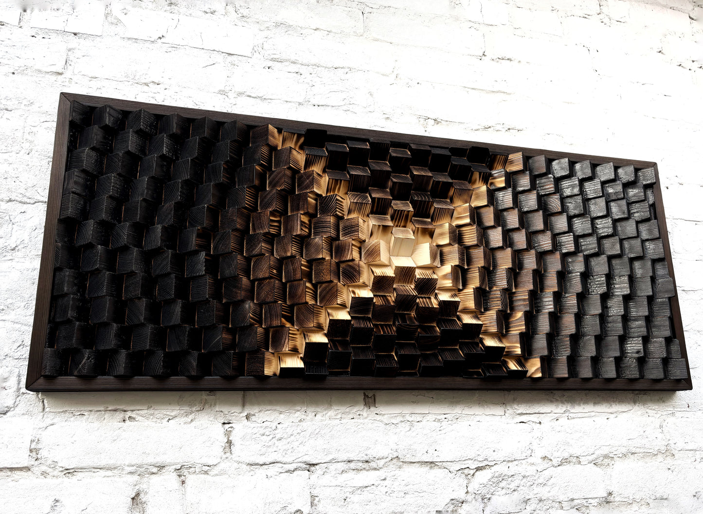 Shou Sugi Ban Yakisugi - Wood Wall Art - Acoustic Panel - Sound Diffuser - Music Room Decor - Home Office Decor