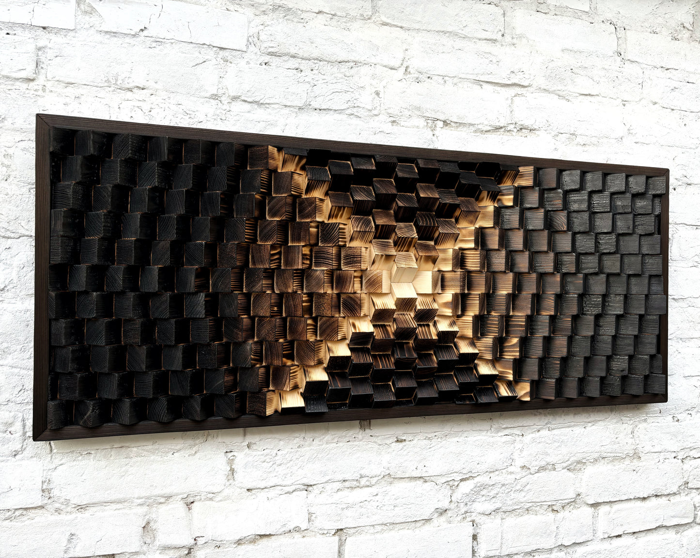 Shou Sugi Ban Yakisugi - Wood Wall Art - Acoustic Panel - Sound Diffuser - Music Room Decor - Home Office Decor