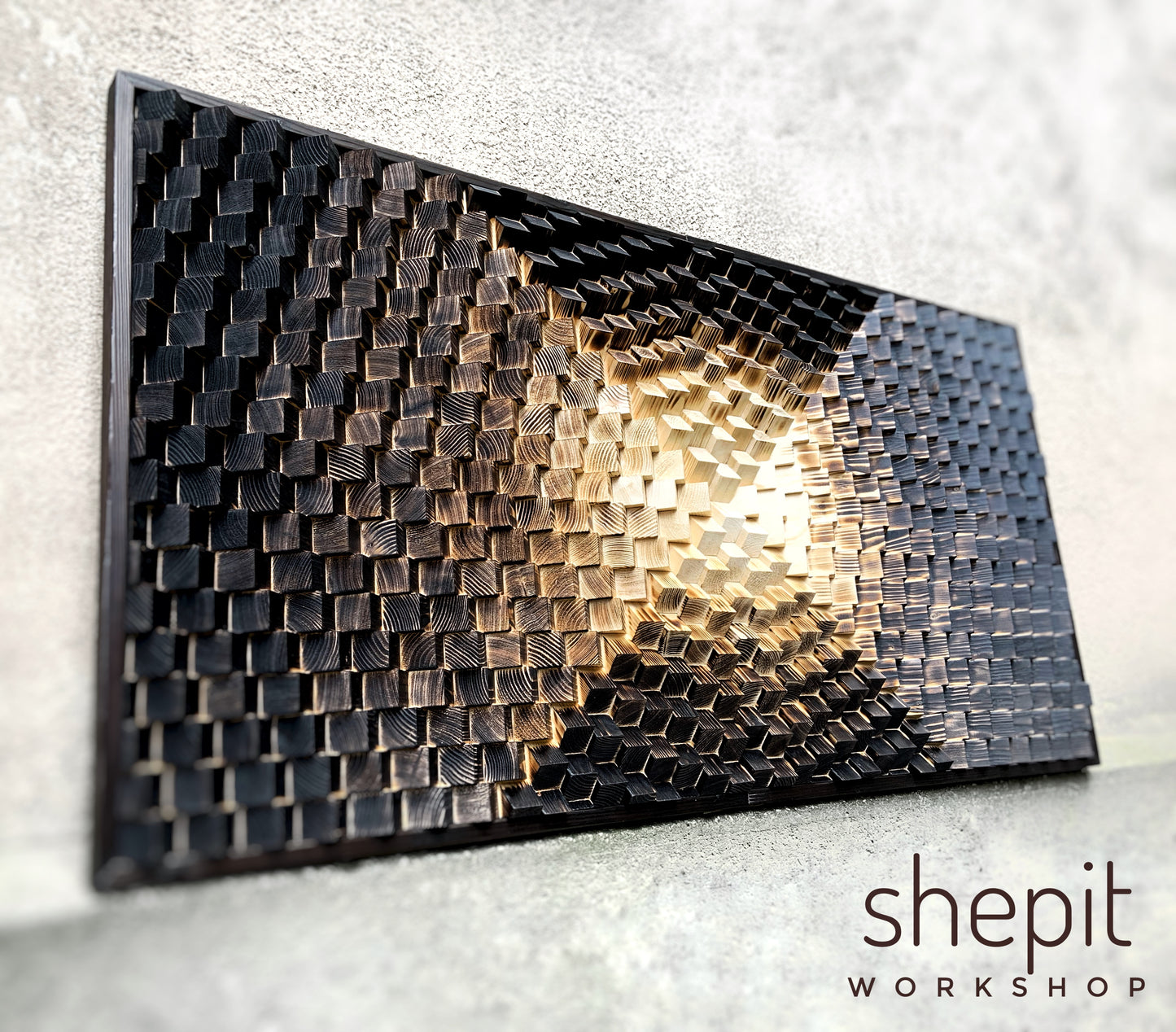 Shou Sugi Ban Yakisugi - Acoustic Panel - Sound Diffuser - Wood Wall Art - 3D Geometric