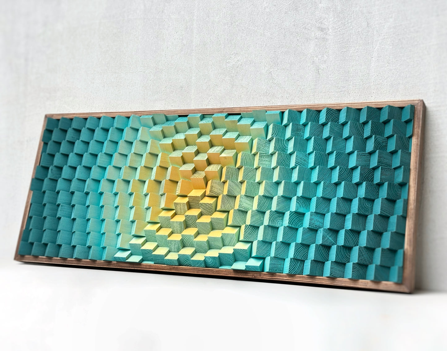 Wood Wall Art - Teal Turquoise Parametric Artwork - Music Room - Sound Diffuser