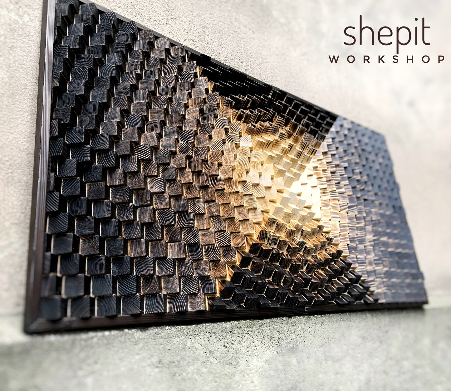 Shou Sugi Ban Yakisugi - Acoustic Panel - Sound Diffuser - Wood Wall Art - 3D Geometric