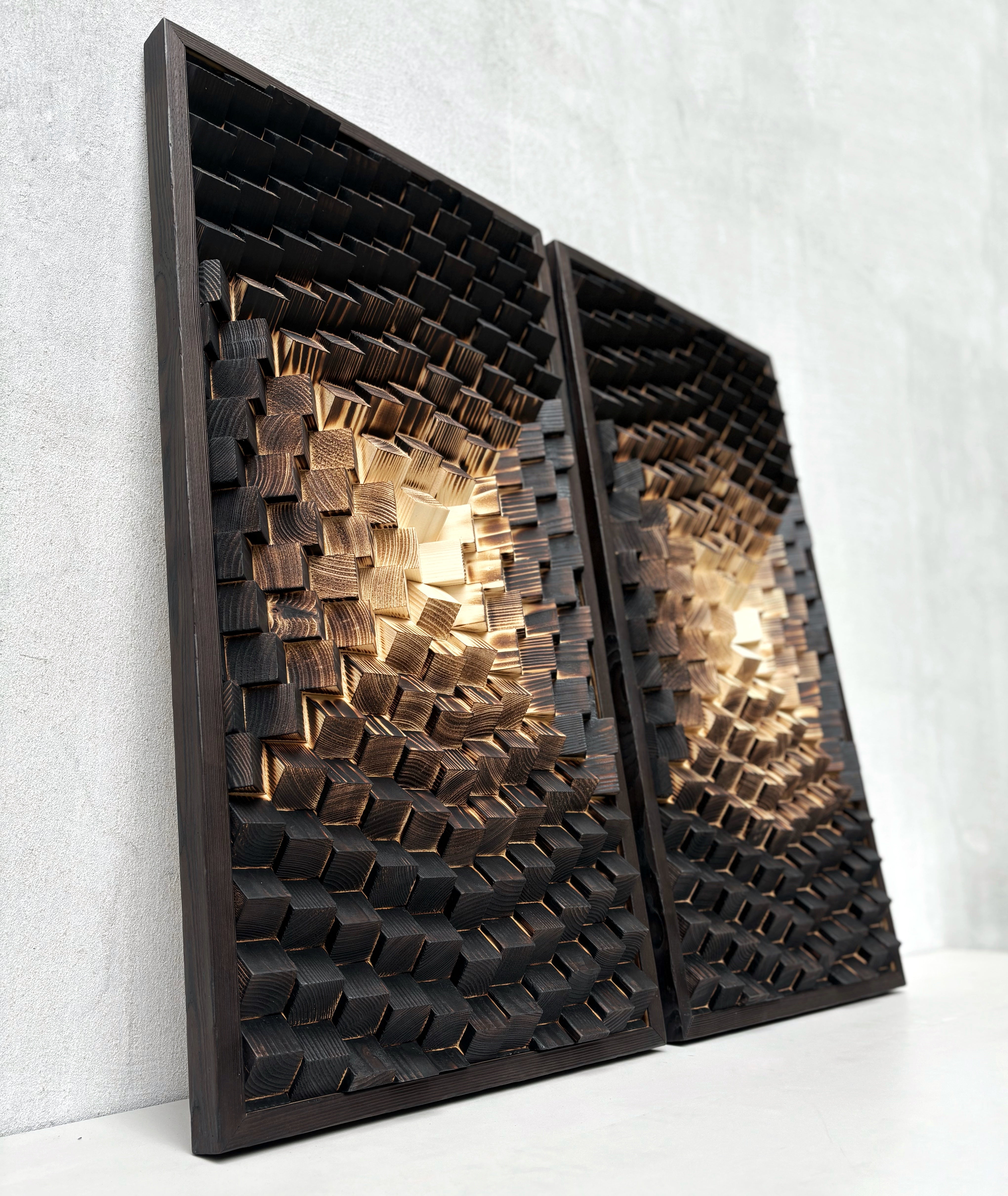 Set of 2 Acoustic Panels - Wood Wall Art - 3D- Music Room Decor