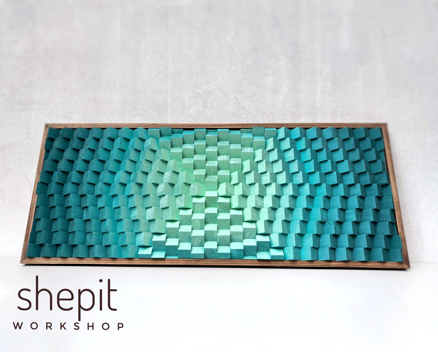 Wood Wall Art - Teal Turquoise Parametric Artwork - Music Room - Sound Diffuser