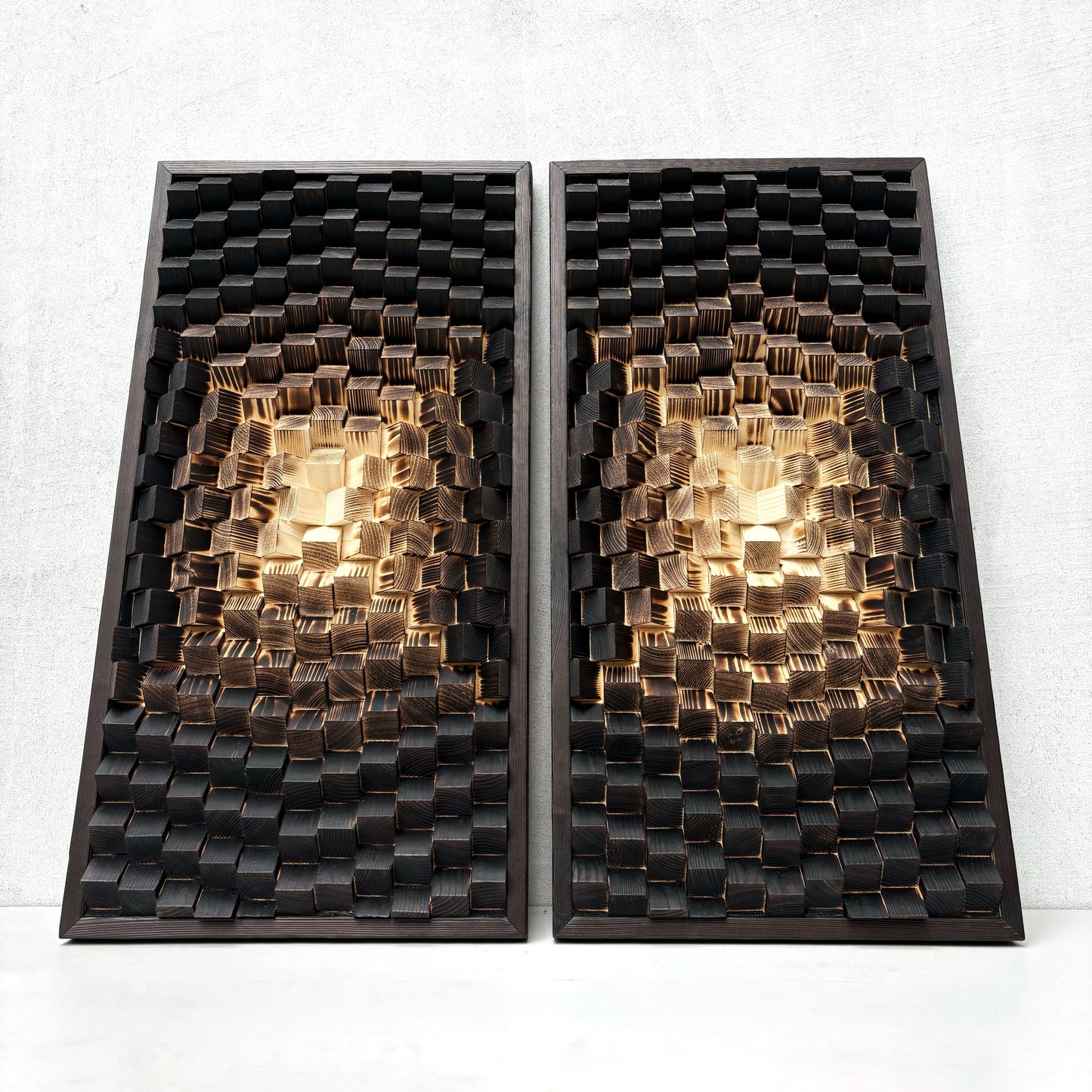 Set of 2 Acoustic Panels - Wood Wall Art - 3D- Music Room Decor - Sound Diffuser