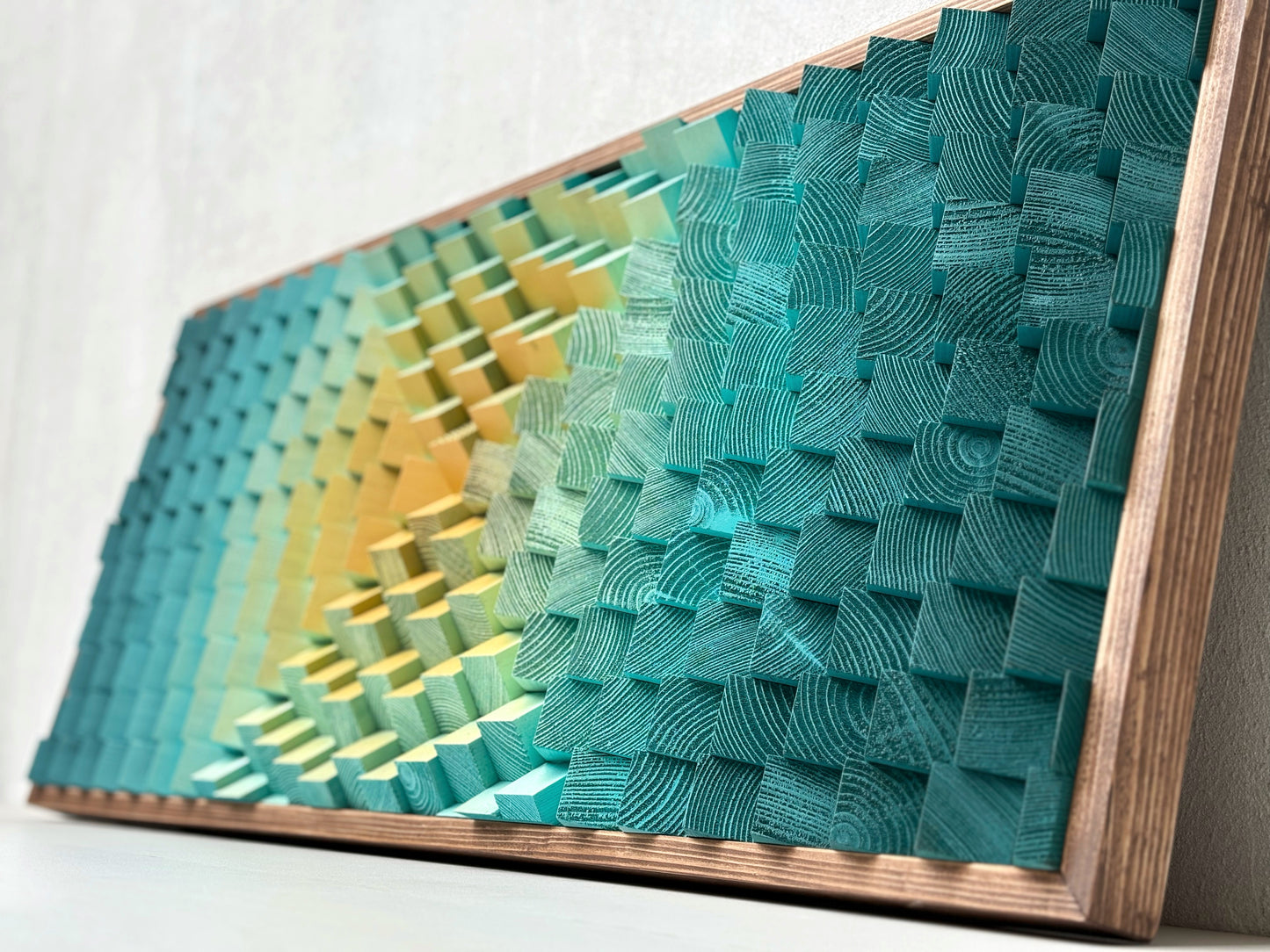 Wood Wall Art - Teal Turquoise Parametric Artwork - Music Room - Sound Diffuser