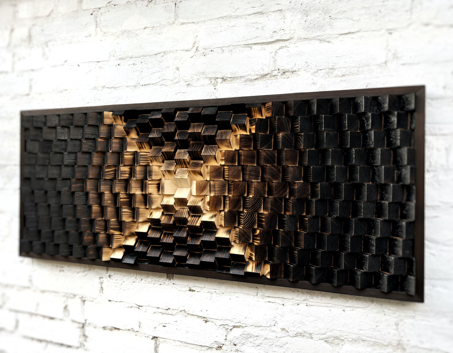 Shou Sugi Ban Yakisugi - Wood Wall Art - Acoustic Panel - Sound Diffuser - Music Room Decor - Home Office Decor