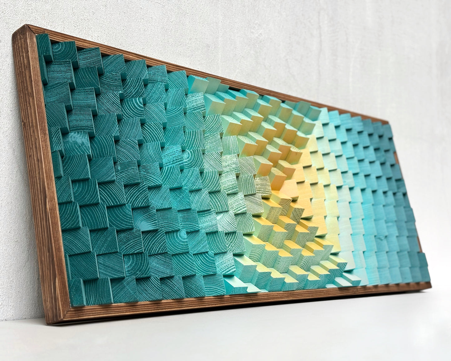 Wood Wall Art - Teal Turquoise Parametric Artwork - Music Room - Sound Diffuser