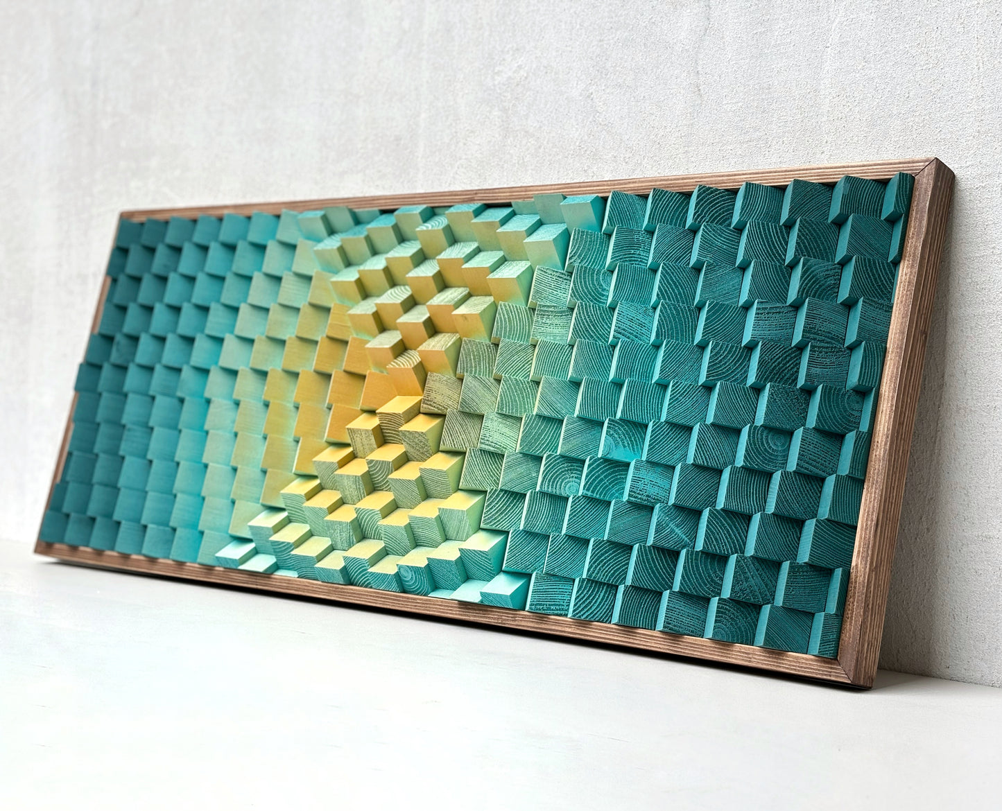 Wood Wall Art - Teal Turquoise Parametric Artwork - Music Room - Sound Diffuser