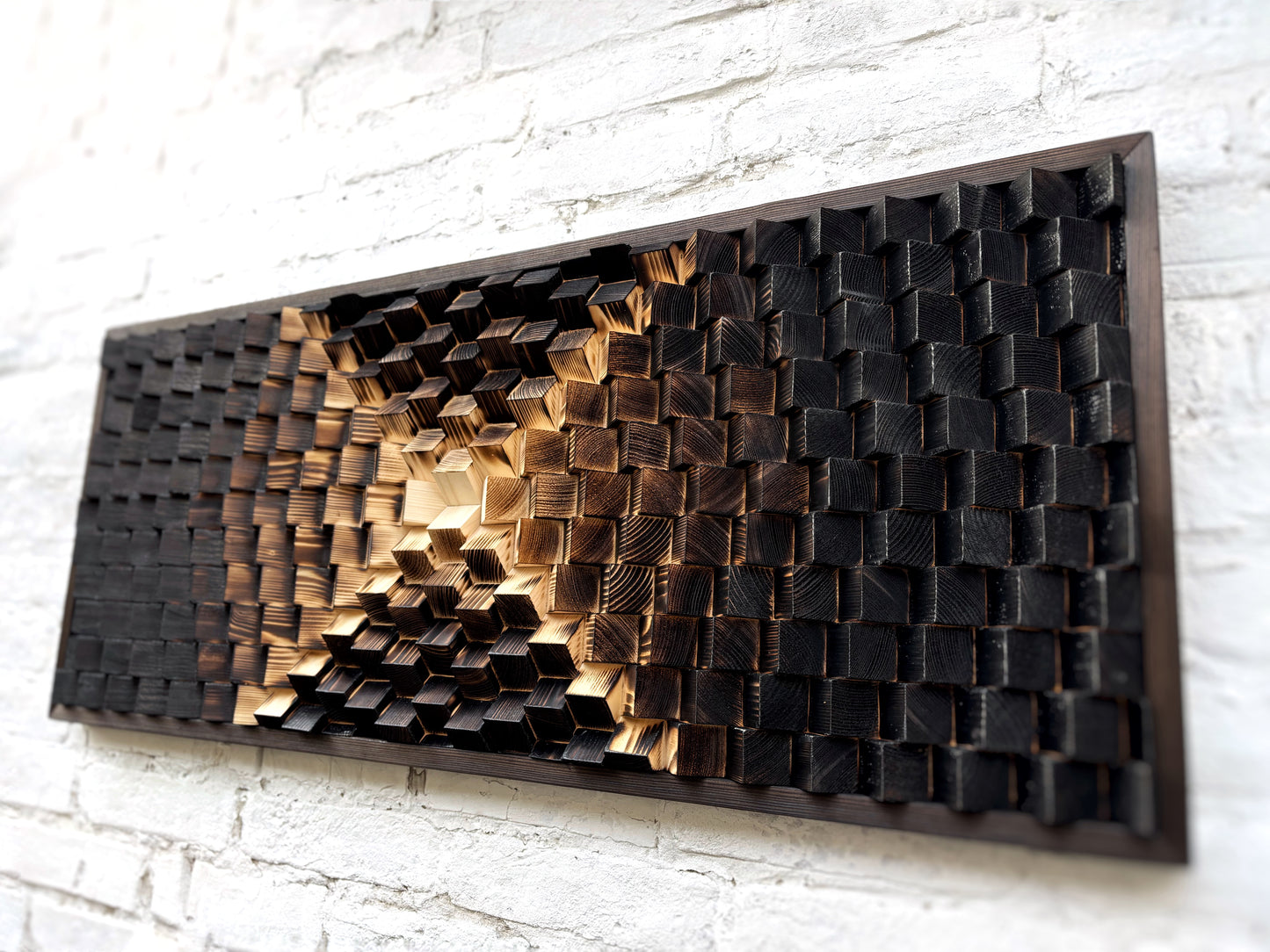 Shou Sugi Ban Yakisugi - Wood Wall Art - Acoustic Panel - Sound Diffuser - Music Room Decor - Home Office Decor