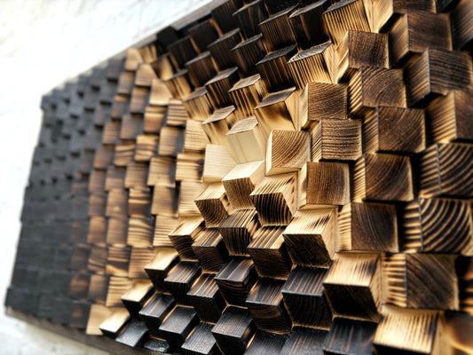 Shou Sugi Ban Yakisugi - Wood Wall Art - Acoustic Panel - Sound Diffuser - Music Studio Decor - Home Office - Home Cinema