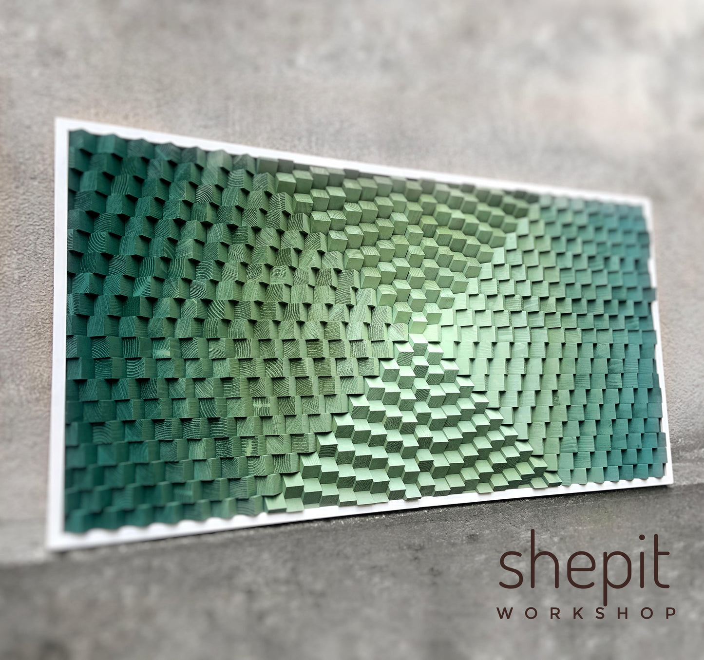 3D Wood Wall Art - Acoustic Panel - Green Wall - Home Theatre Decor - Sound Diffuser