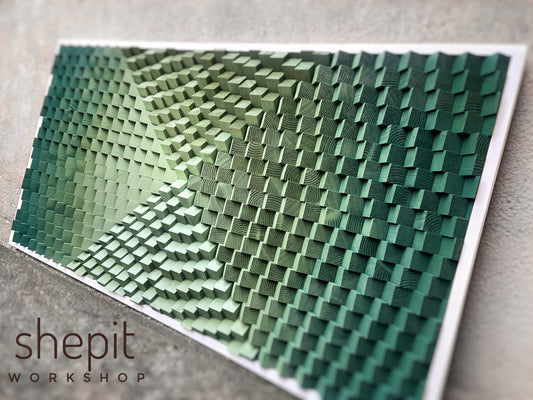 3D Wood Wall Art - Acoustic Panel - Green Wall - Home Theatre Decor - Sound Diffuser