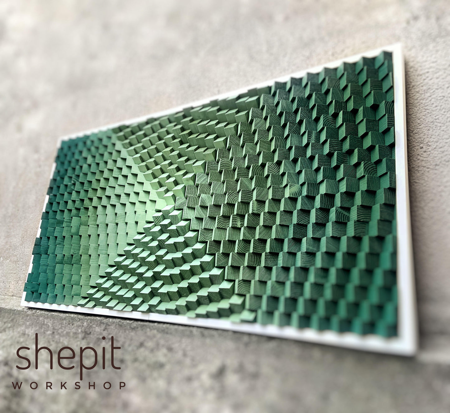 3D Wood Wall Art - Acoustic Panel - Green Wall - Home Theatre Decor - Sound Diffuser