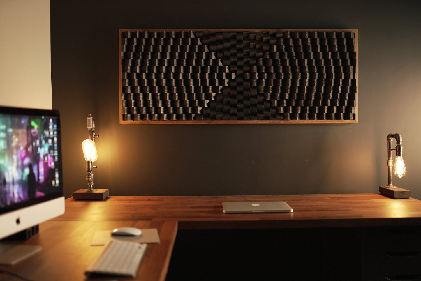 Acoustic Panel - Black Sound Diffuser - Wood Wall Art - 3D Geometric