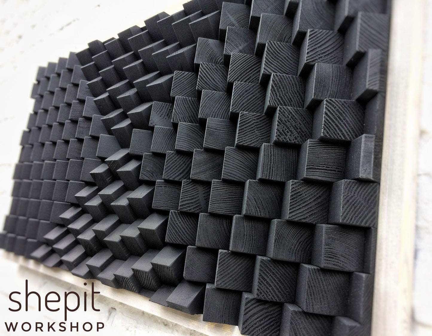 Sound Diffuser - Acoustic Panel - Black Dark Artwork - Wall Sculpture 3D