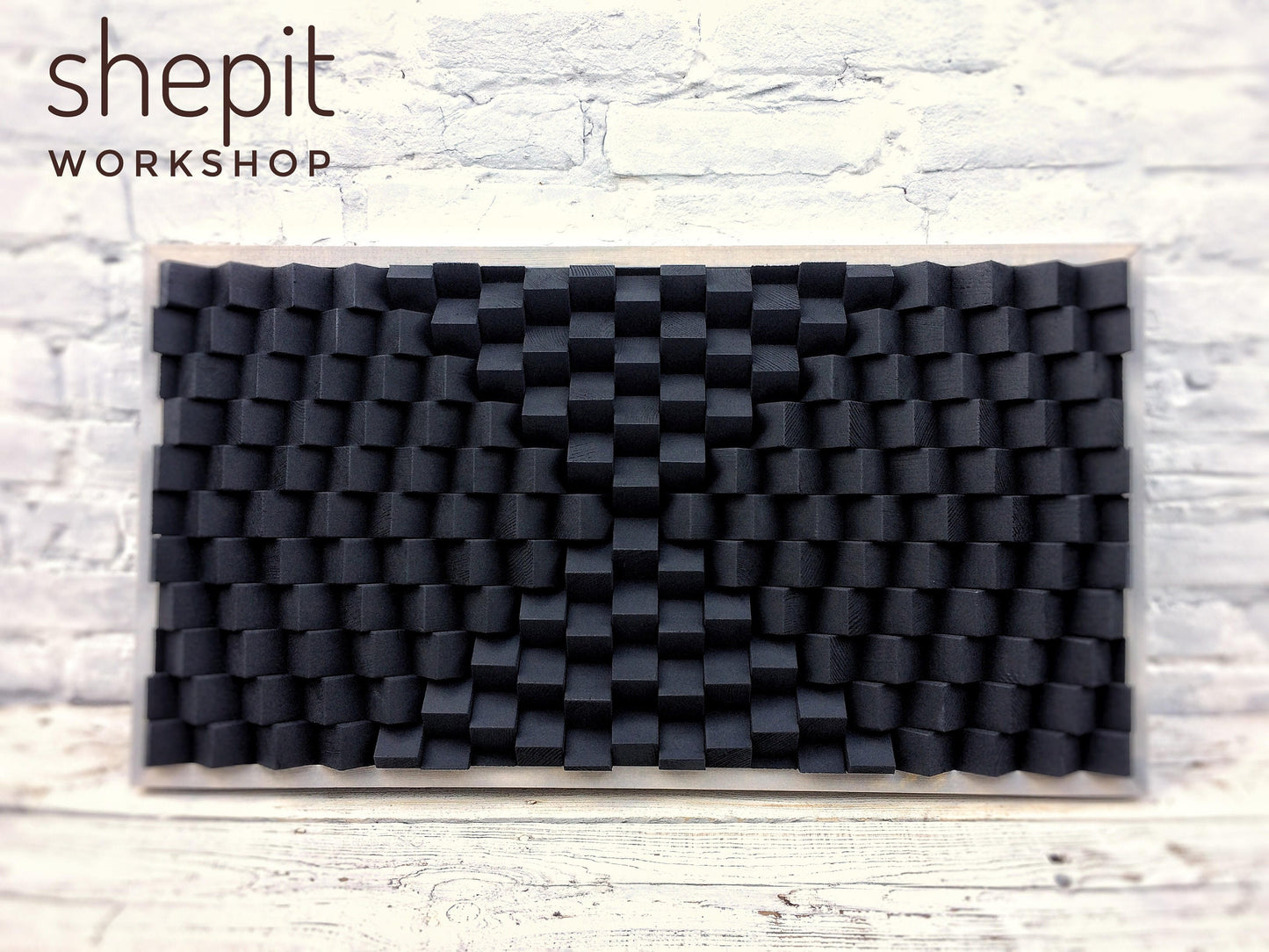 Sound Diffuser - Acoustic Panel - Black Dark Artwork - Wall Sculpture 3D