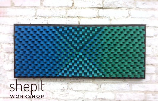 Wood Wall Art - Gradient Blue Green Wood - 3D Sound Diffuser Panel