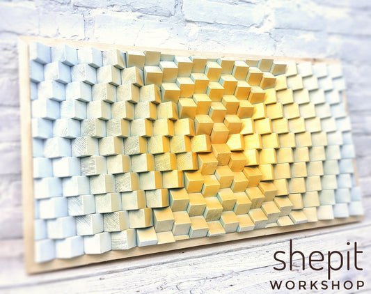 Modern Wall Art - Wood Wall Art - Gold and White