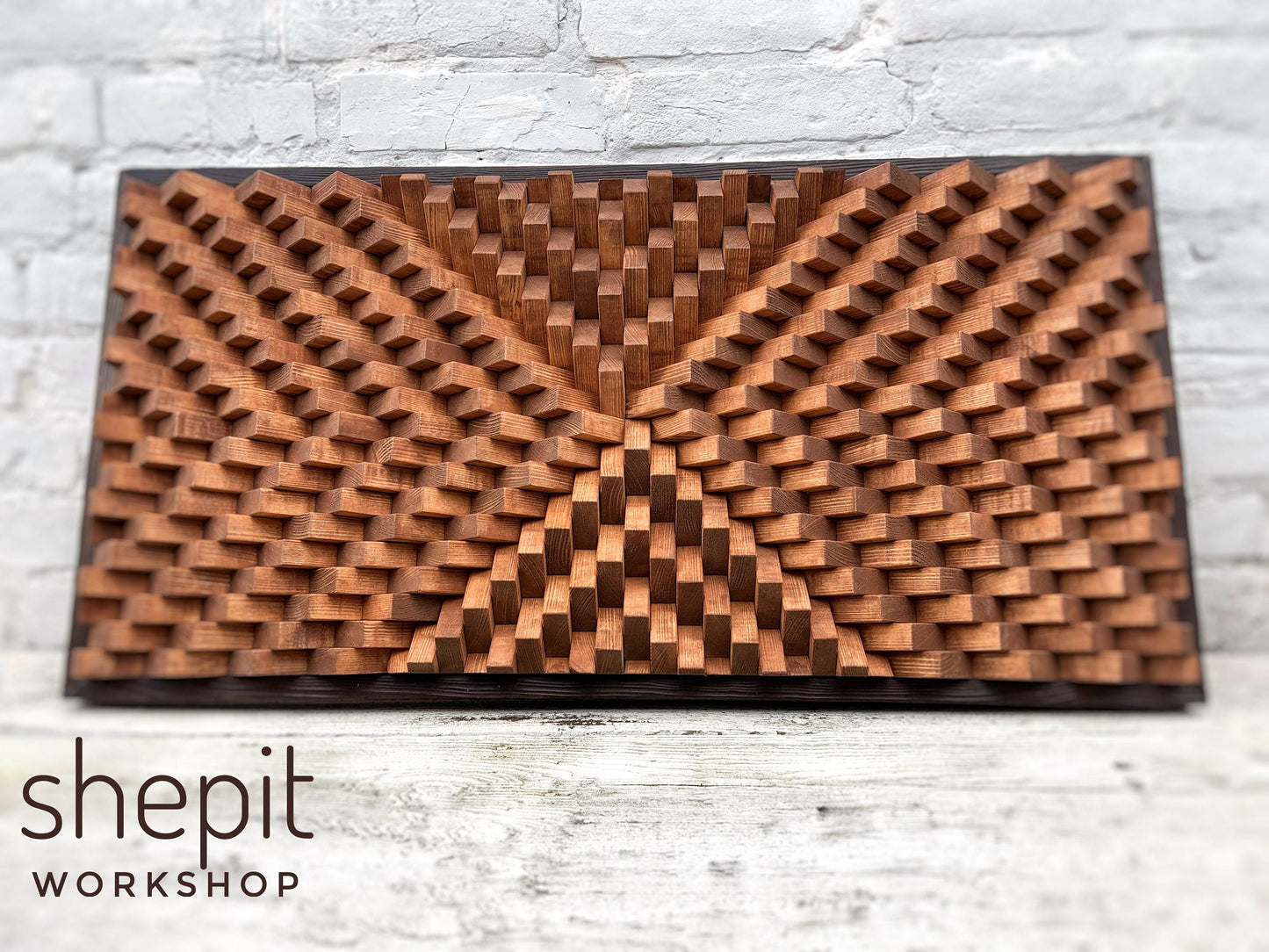 Wood Wall Art - Acoustic Panel - Geometric Wall Art - Natural Wood Mosaic - Sound Diffuser