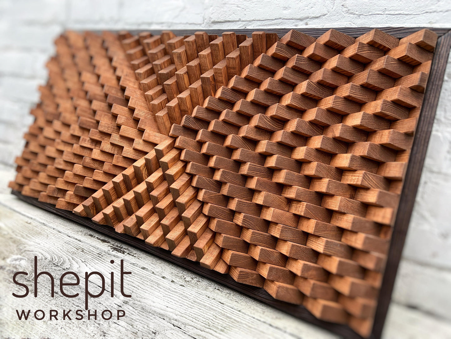 Wood Wall Art - Acoustic Panel - Geometric Wall Art - Natural Wood Mosaic - Sound Diffuser