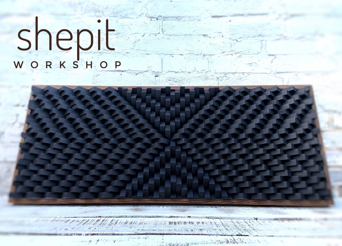 Acoustic Panel - Black Sound Diffuser - Large Wood Wall Art - 3D Geometric