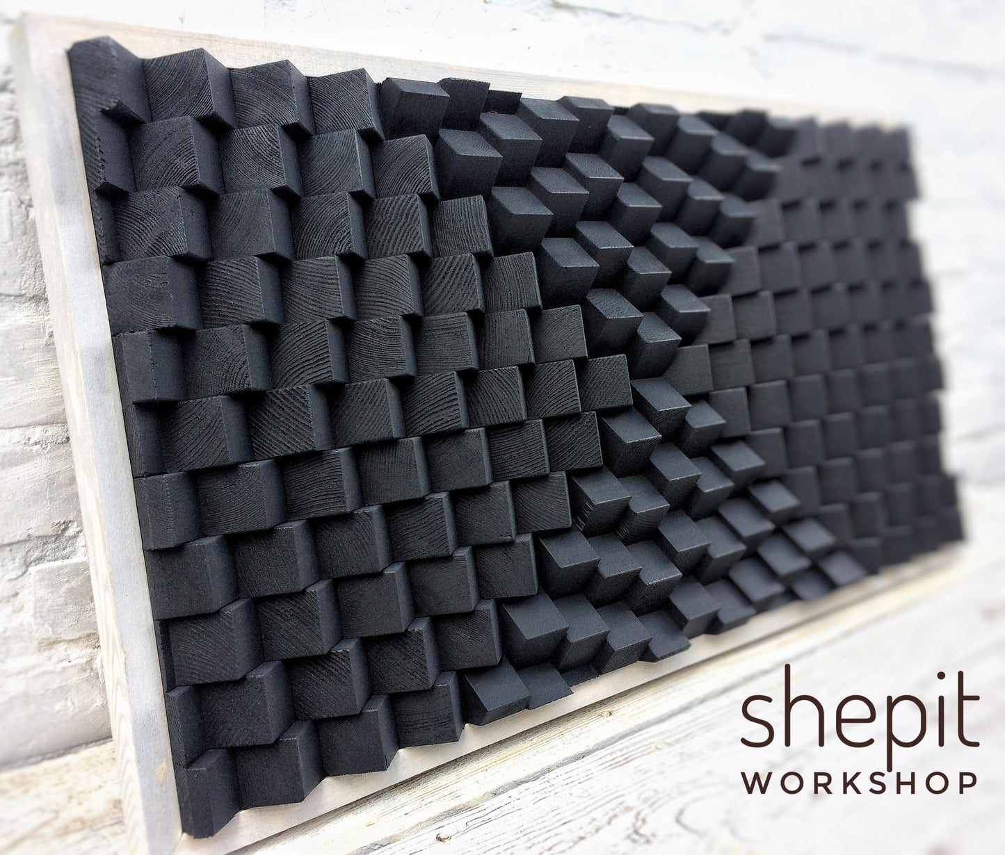 Acoustic Panel - Black Sound Diffuser - Wood Wall Art - 3D Geometric ...
