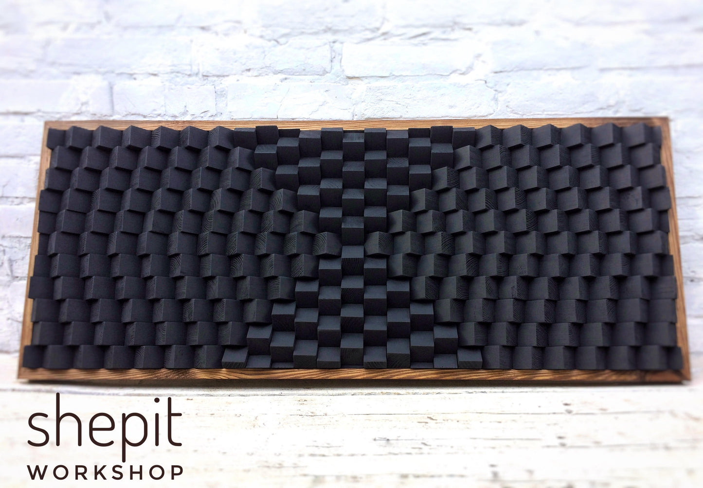 Acoustic Panel - Black Sound Diffuser - Wood Wall Art - 3D Geometric