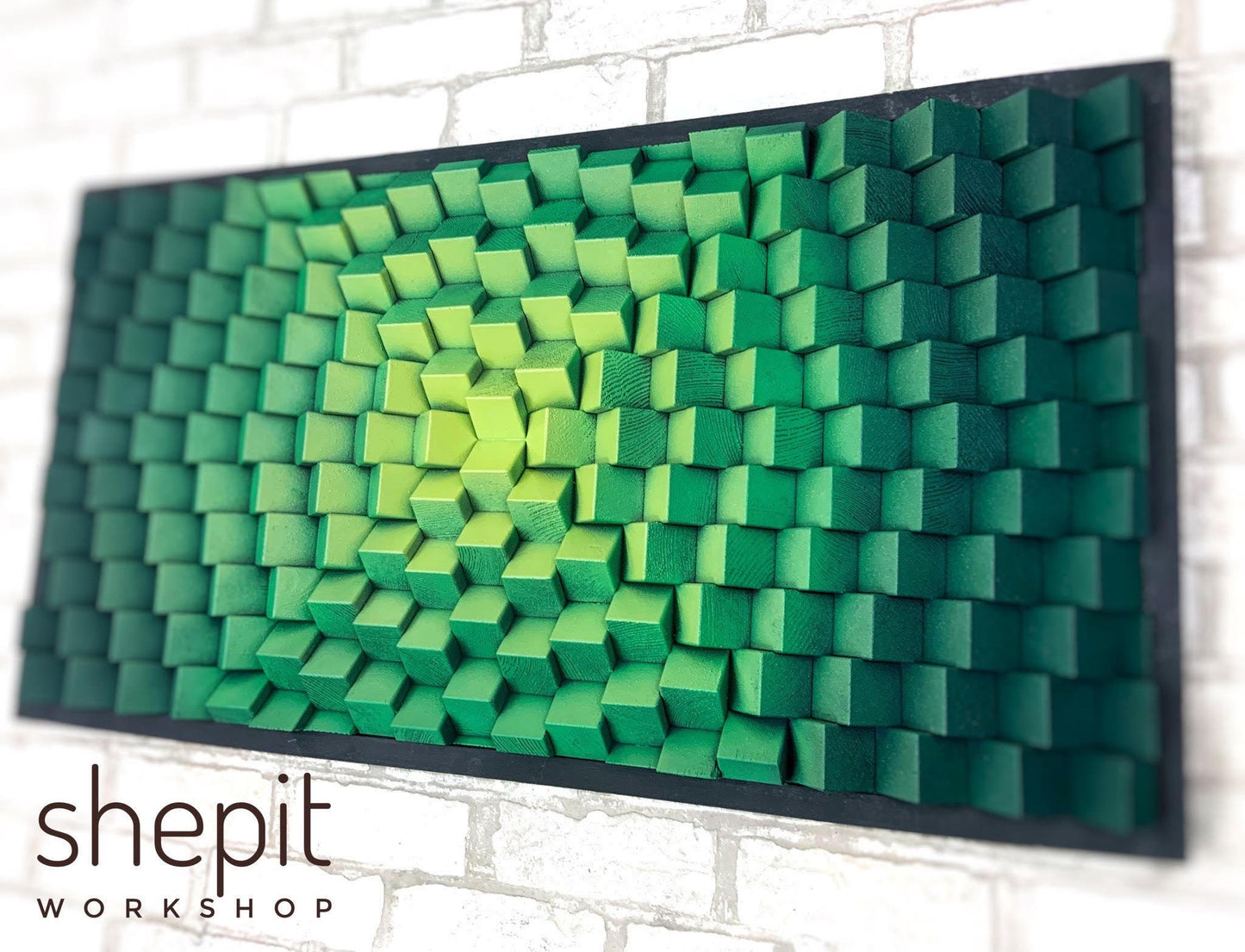 3D Wood Wall Art - Acoustic Panel - Green Wall