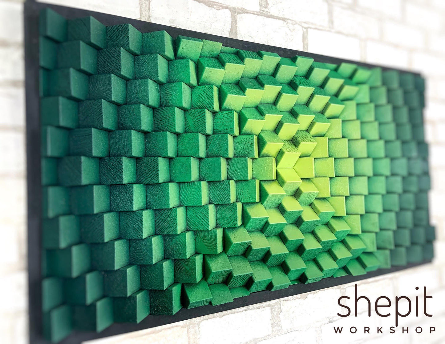 3D Wood Wall Art - Acoustic Panel - Green Wall